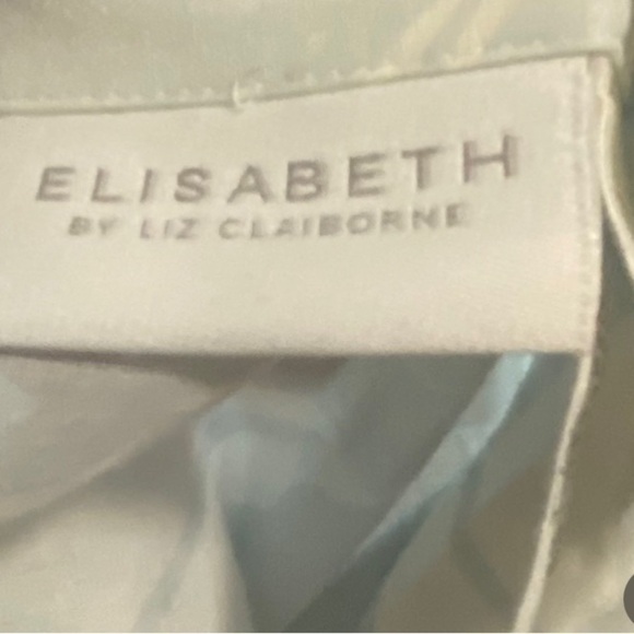 Elisabeth Liz Claiborne Floral Bell Sleeve Button Shirt Top 2X PLUS White Blue - Picture 8 of 14